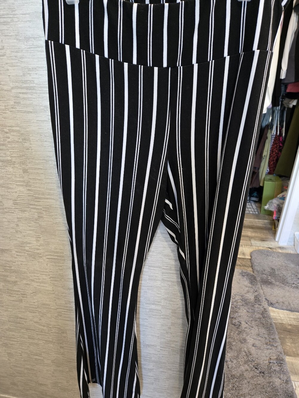 No Boundaries Black and White Vertical Stripe Straight Leg Pants